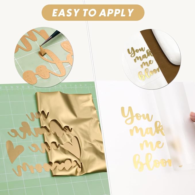 Gold HTV Iron on Vinyl Rolls, Silhouette or Heat Press Machine