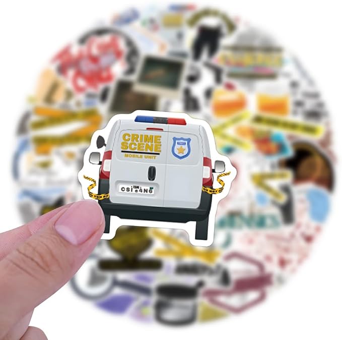 55 Pcs True Crime Forensic Stickers, Cool Detective Mystery Evidence Vinyl