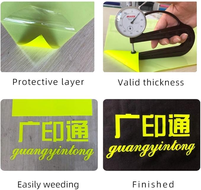 guangyintong Fluorescent Heat Transfer Vinyl Neon Yellow HTV Rolls, HTV Vinyl