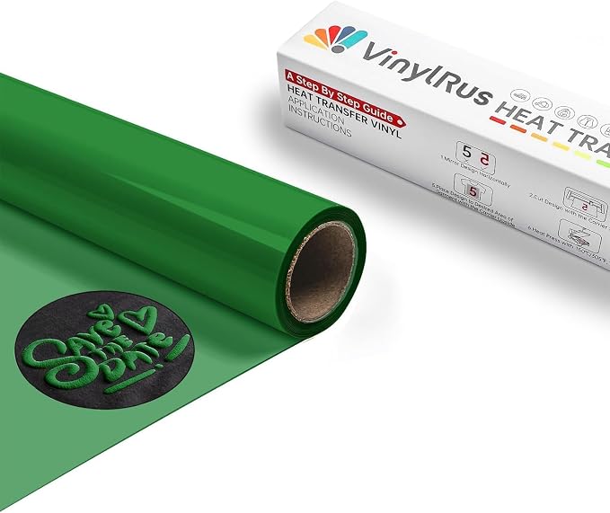 VinylRus Green Puff Vinyl Heat Transfer -12” x 6ft Puffy 3D Iron on Vinyl
