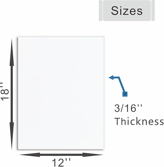 Foam Board 12 x 18 in, ZXUNLIEH 12 Pack White Poster Board, 3/16 in Thick |