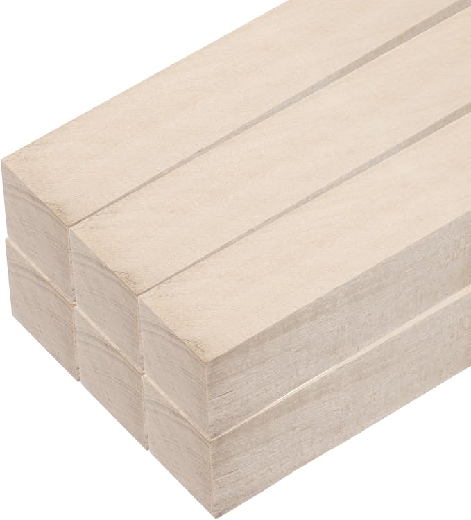 MECCANIXITY 6pcs Wood Sticks, 1.2"x 1.2" x 12" Rectangle Wooden Cube Wood