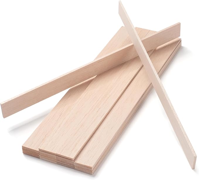 Balsa Wood Sticks, Balsa Wood Strips 1/8" × 1" × 12", Wooden Sticks