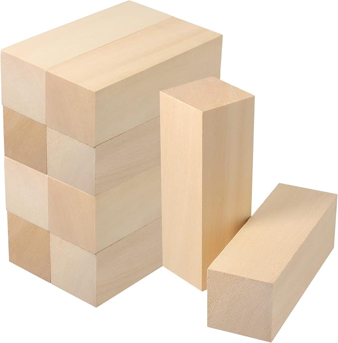 JOIKIT 10 Pack 6 x 2 x 2 Inches Basswood Carving Blocks, Unfinished Soft Wood