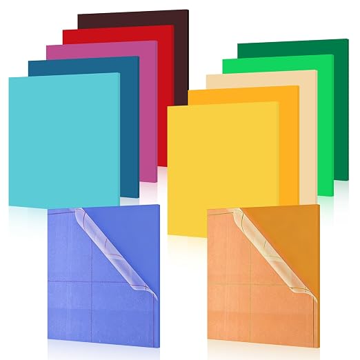 12 Pcs Acrylic Sheets 8 x 8 Inch Colored Cast Acrylic Panels, Opaque Plastic
