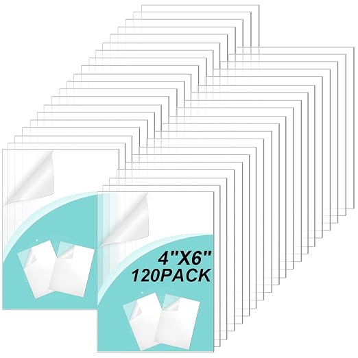 Queekay 120 Pack 4" x 6" Clear Acrylic Sheet Panel Plastic Cast Transparent