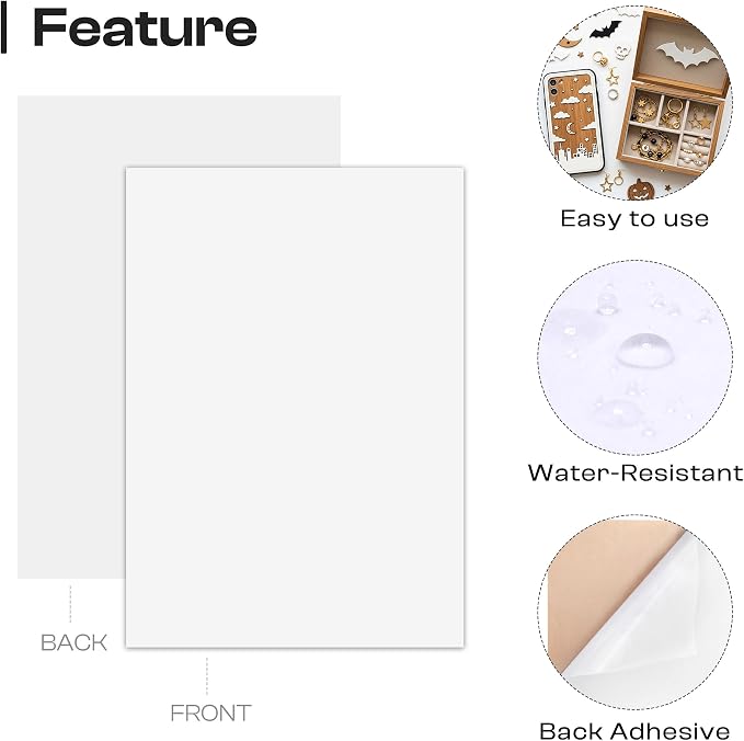 Caydo 12PCS White Self Adhesive Felt Sheets, Felt