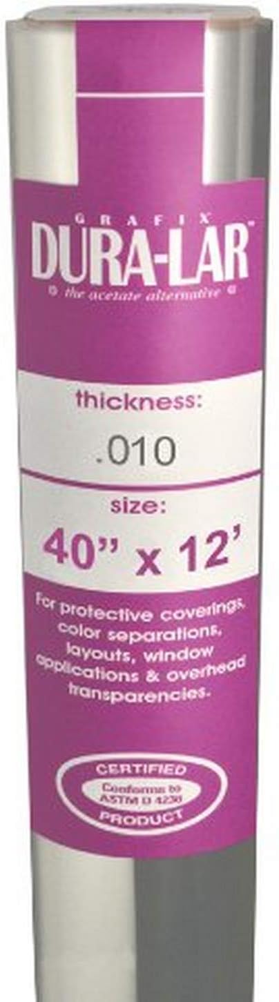 Grafix Dura-Lar 0.010" Film, Ultra Clear, Glossy 40" x12', Mylar/Acetate