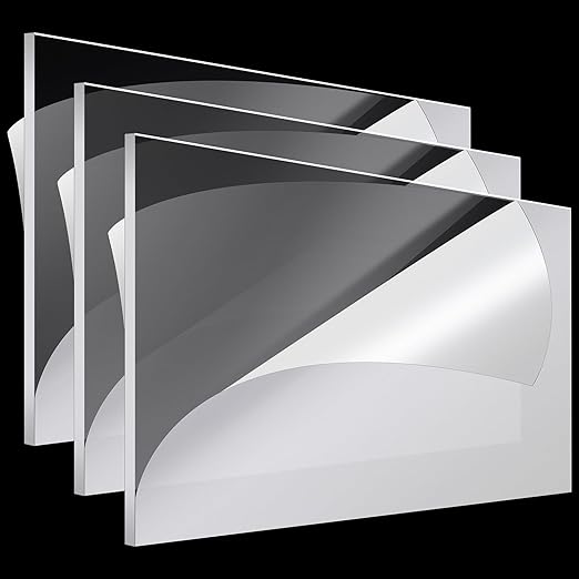 Roowest 3 Pcs 24 x 48 Inch, 1/4 Inch Thick Clear Acrylic Sheets Transparent