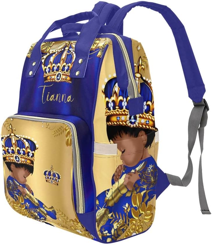 Gold Blue Cute Baby Boy Diaper Bags with Name Waterproof Mummy Backpack Nappy Nursing Baby Bags Gifts Tote Bag for Women