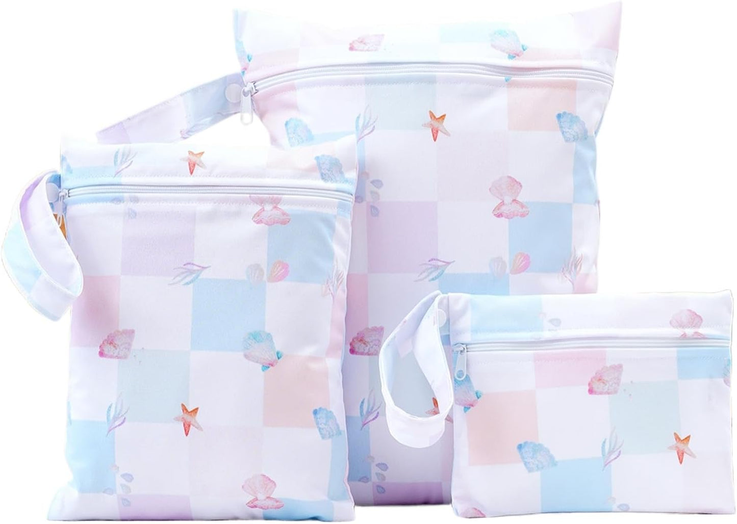 Happy Flute 3 Set Wet Bag Storage Bag Zipper Waterproof Washable Travel Bags, Beach, Pool, Gym Bag for Cloth Diaper, Swimsuits & Wet Clothes (SMT083-EF712)
