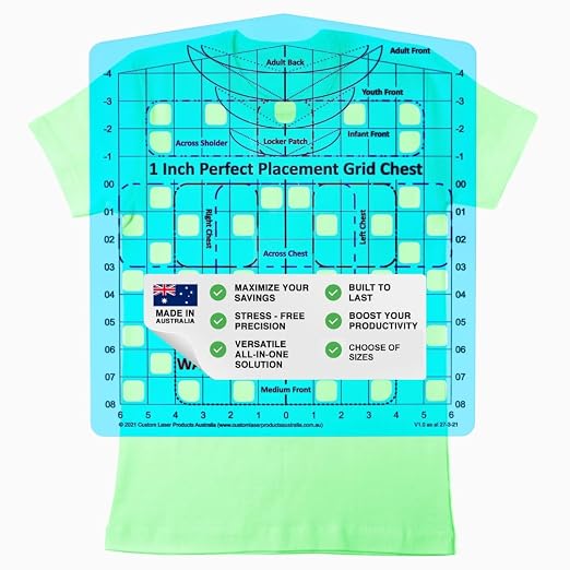 T-Shirt Ruler Guide, Chest Placement Heat Press Alignment | Australian Designed