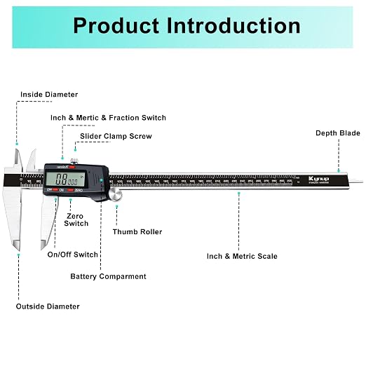 Kynup Micrometer Caliper Tool, 12Inch Digital Caliper, Vernier Caliper