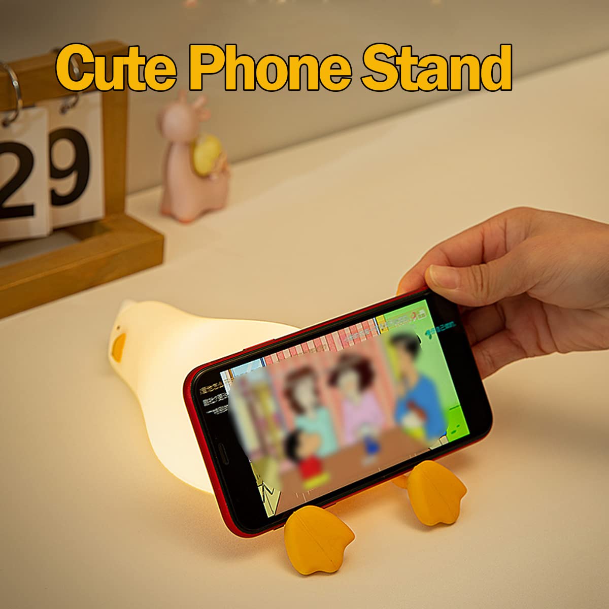 Night Light for Kids ,Cute Silicone Nursery Duck Lamp for Baby and Toddler,Fun Animals NightLight for Boys and Girls,Squishy Night Lamp for Bedroom,Kawaii Bedside Lamp for Kids Room