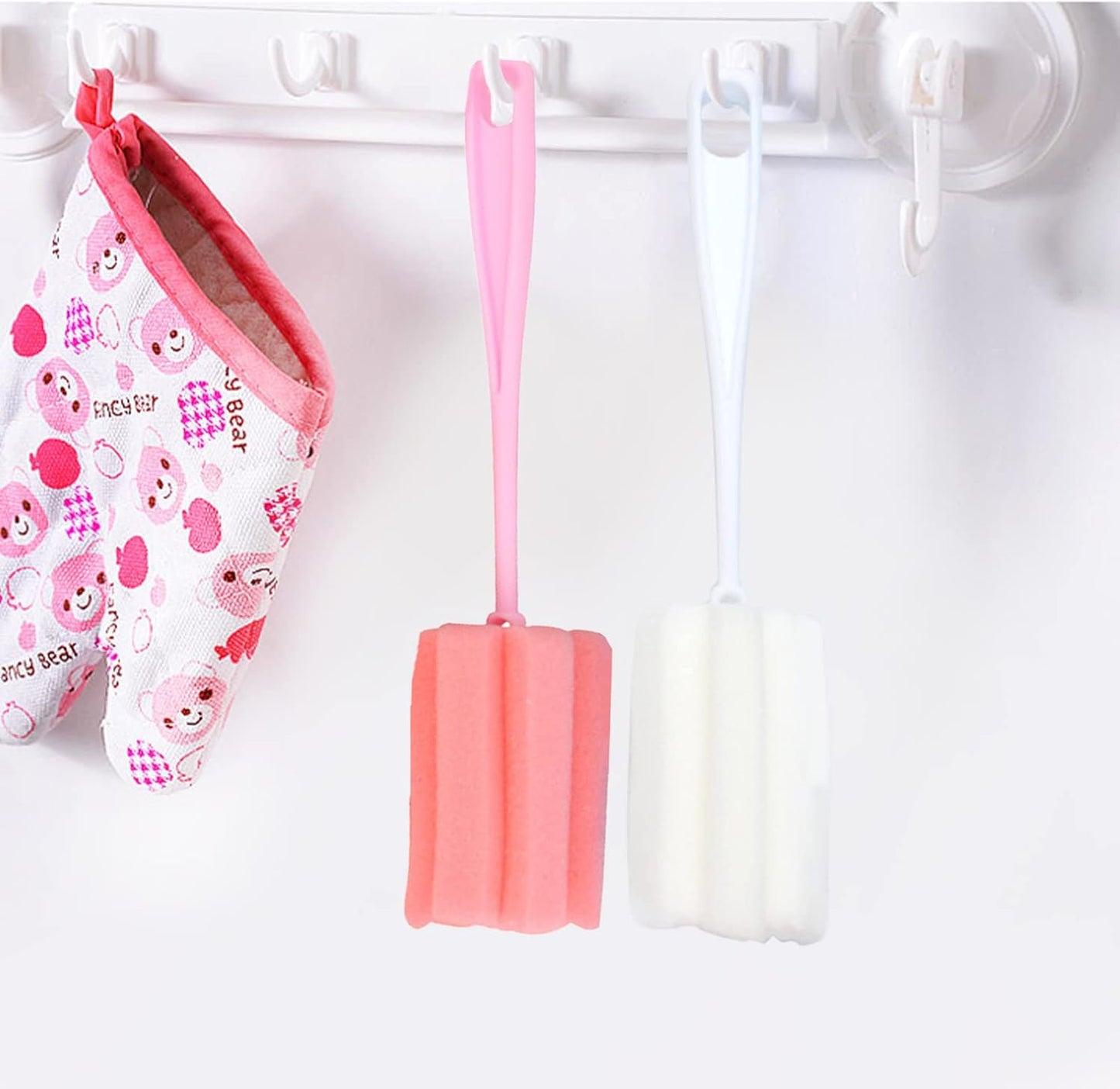 Bottle Brush Sponge 8PCS Cup Washer Brush Long Handle Cleaner Brush for Baby Bottle Glasswares Mugs Cups Kitchen Clean (8 PCS)