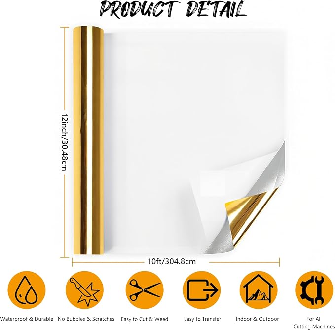 Gold Permanent Adhesive Vinyl, Party Decorations, Scrapbooking & DIY Crafts
