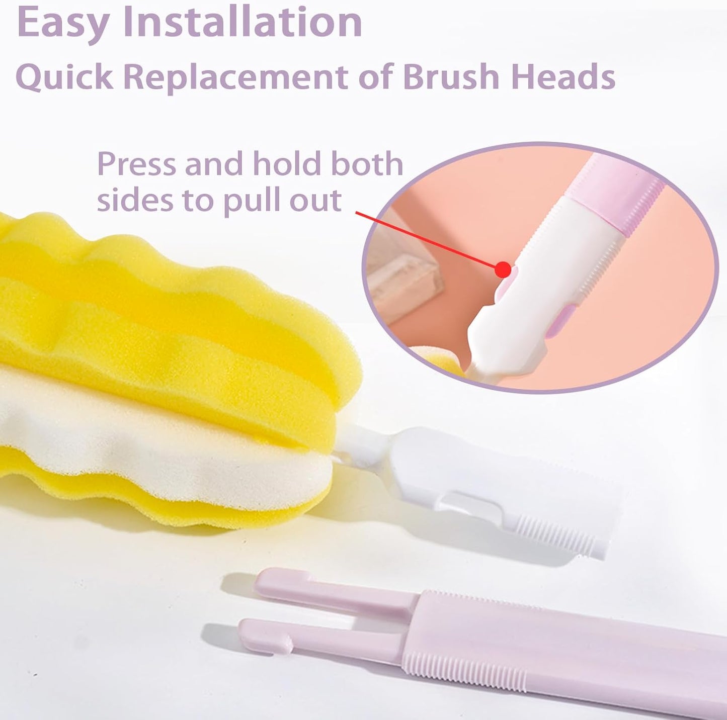 8PCS Bottle Brush Replacement Sponge Heads Environmental Protection Cup Cleaner Brush Sponge Replacement Heads Suitable for INVODA Sponge Bottle Brushes (8 Brush Heads)