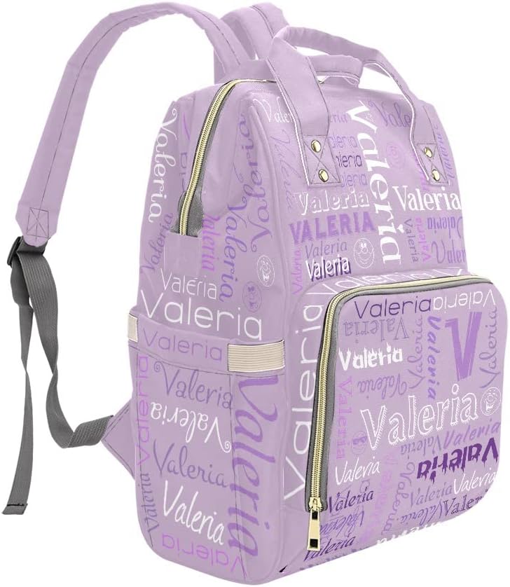 Name Light Purple Diaper Bags with Name Waterproof Mummy Backpack Nappy Nursing Baby Bags Gifts Tote Bag for Women