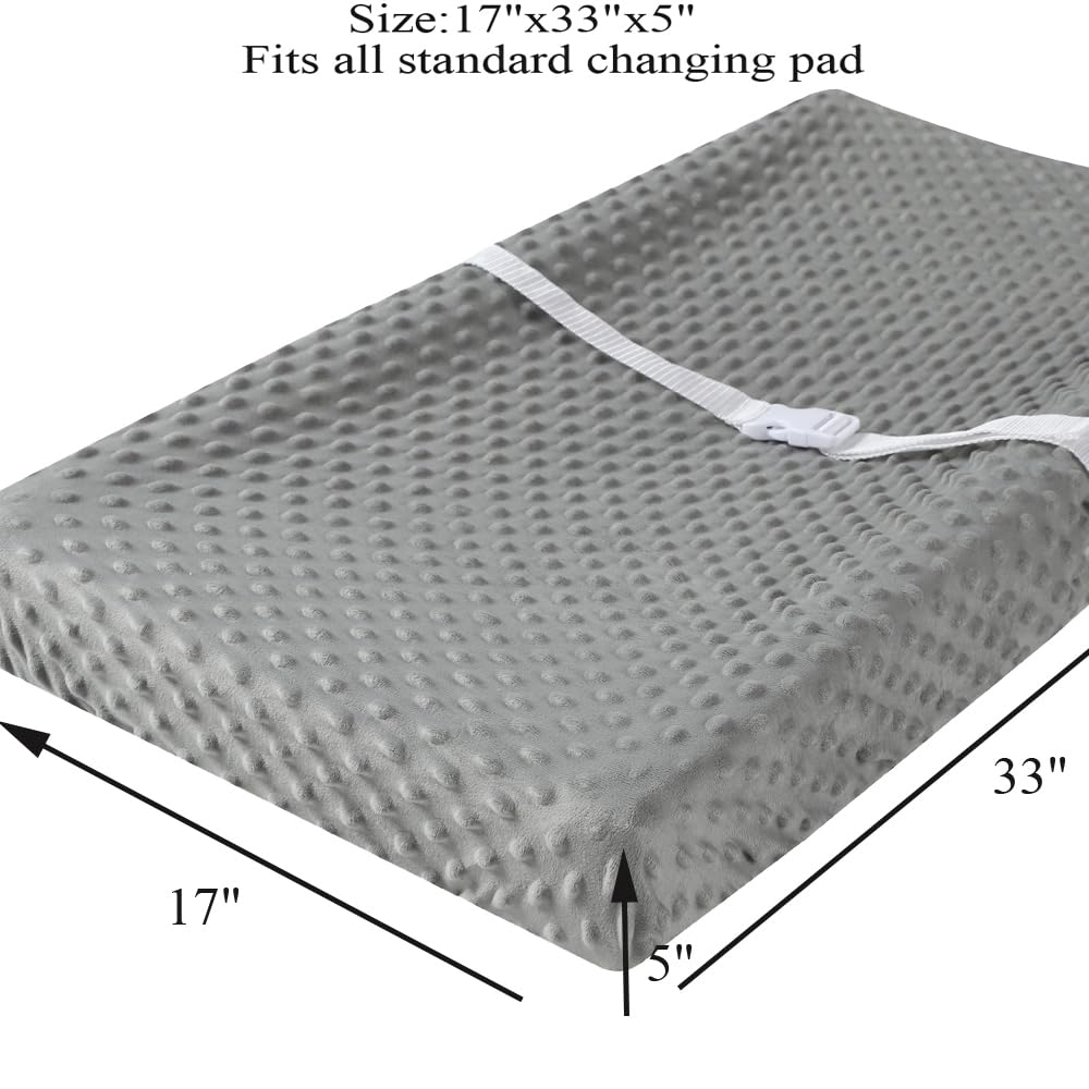 Dot Changing Pad Cover for Baby Boy and Girl 2 Pack Set Ultra Soft Solid Grey and Green