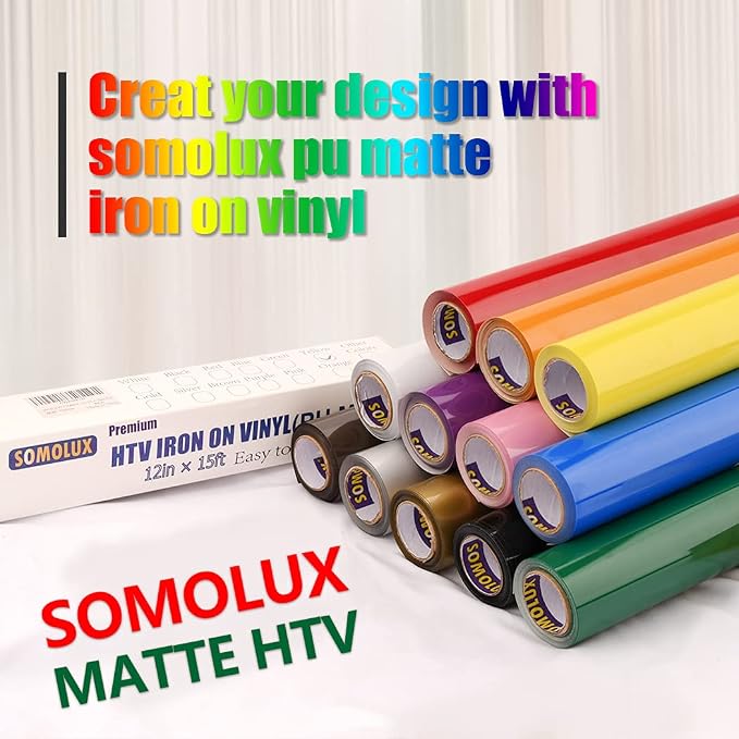 SOMOLUX HTV Matte Black Iron on Vinyl Compatible