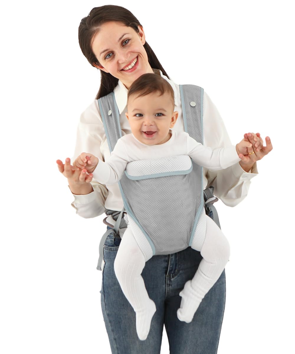 Baby Carrier Newborn Wrap,Ergonomic Infant Soft Carriers for Toddler 7-45 lbs,Adjust Back Strap/Waist Belt,4-in-1 Babe Carrier Front&Back,for Hiking Travel or Everyday Family Events-solid color (Blue)