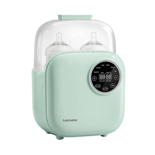 Baby Bottle Warmer, Felizbebe 10-in-1 Double Bottle Warmer for Breastmilk or Formula, Accurate Temperature Control, Timer, Sterili-zing, Defrost, Heat Food, Keep Warm, Breast Milk Warmer for Baby