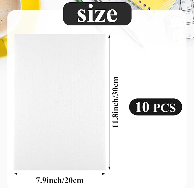 10PCS White Self Adhesive Felt Fabric Sheets Sticky Felt Sheets