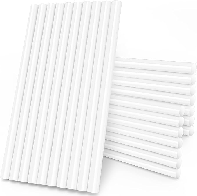 White Hot Glue Sticks Full Size, Manarty 24 PCS 0.43 Dia x 8" Long Fbric Glue