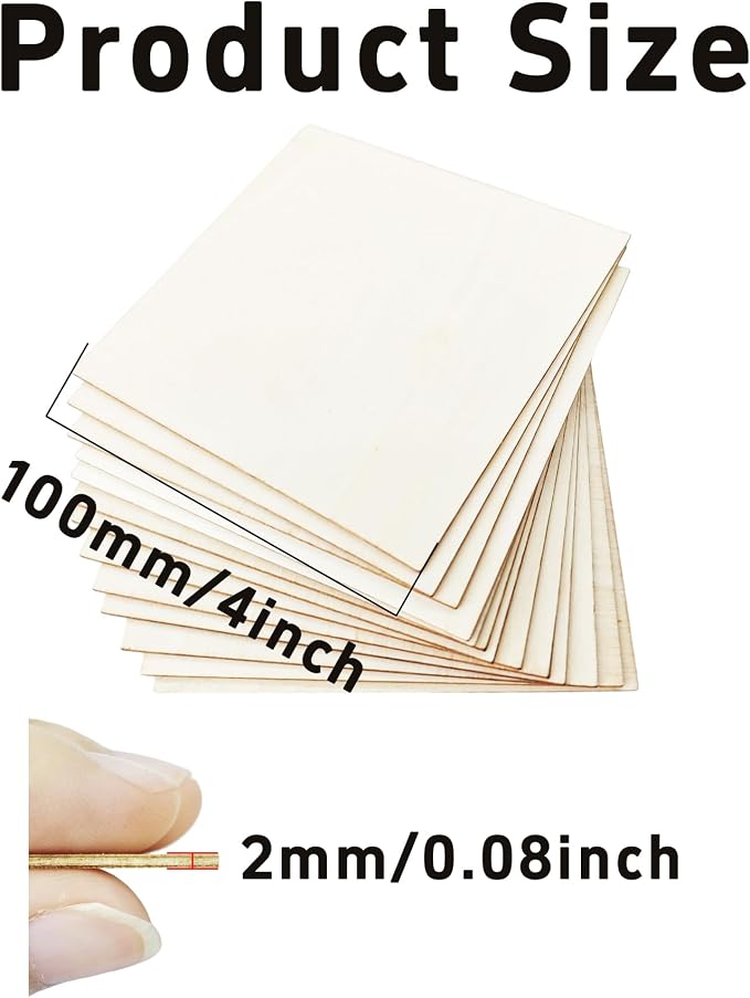 pson 30Pcs Unfinished Basswood Sheets, Smooth Wood Squares