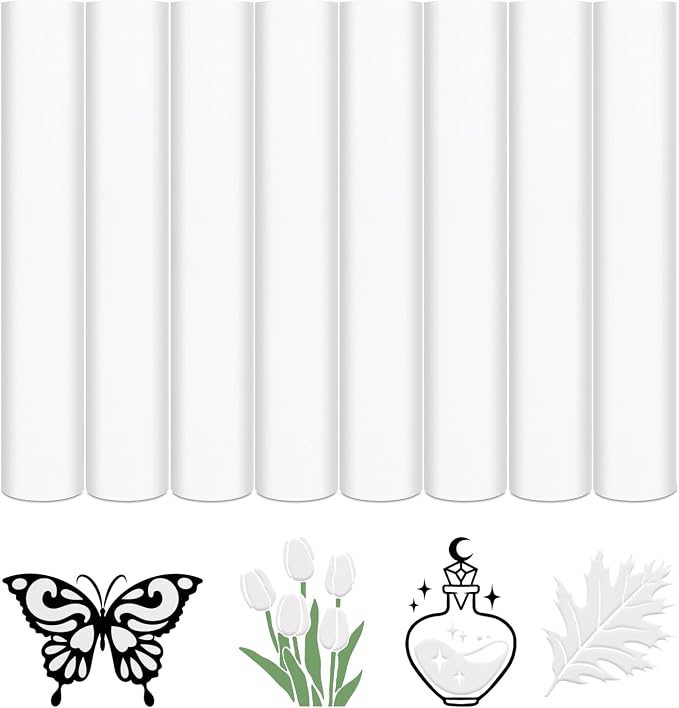 HTVSTD White Flock HTV Heat Transfer Vinyl 8pcs 12×10in | Vivid Color Iron on