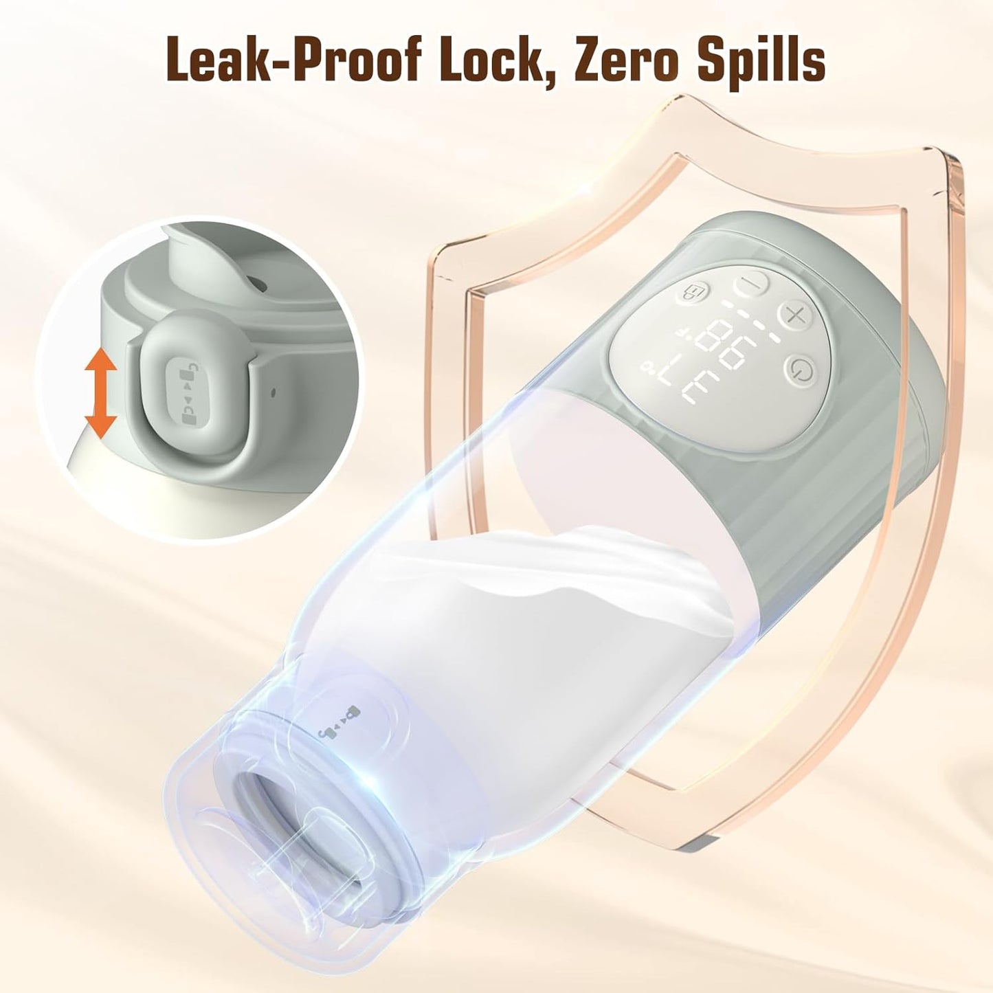 Portable Bottle Warmer for Breast Milk,Formula or Water 13oz Large Capacity,100W Power Fast Warming & Precise Temp Control Baby Milk Warmer for Travel