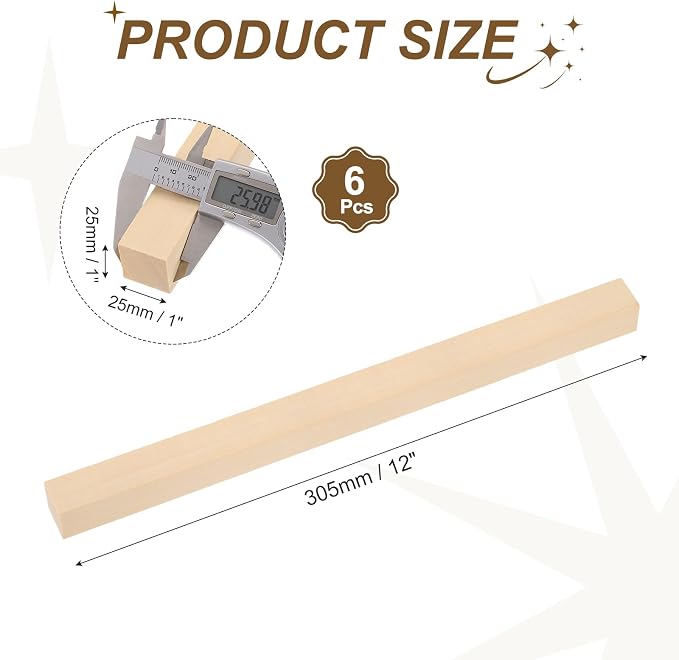 MECCANIXITY 6Pcs Basswood Sticks