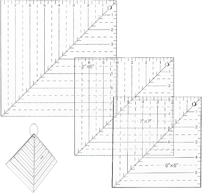 NBEADS 3 Pcs Square Up Ruler, 6/7/8Inch Transparent Acrylic Sewing Template