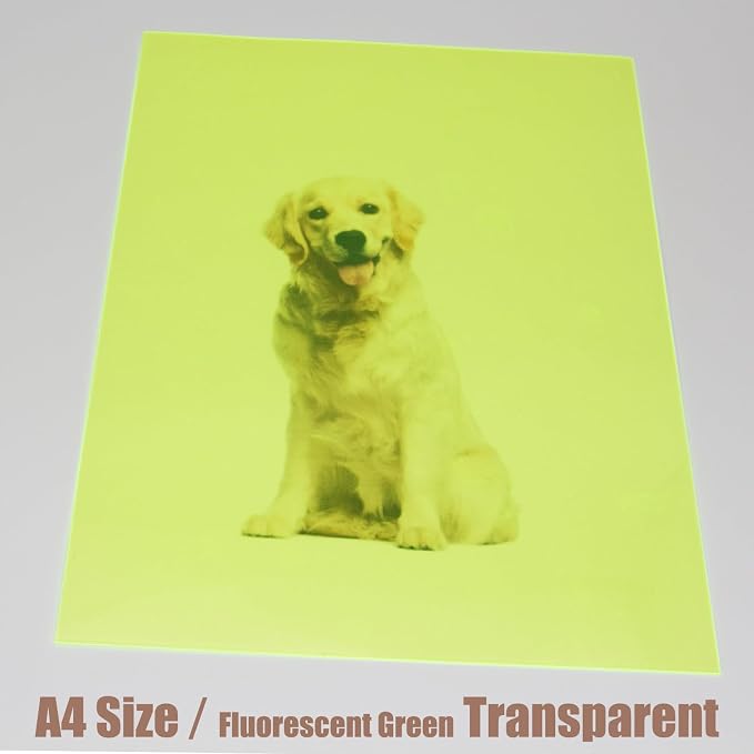 10-Pack A4 Colored PVC Flexible Plastic Sheets, 0.3mm Fluorescent green