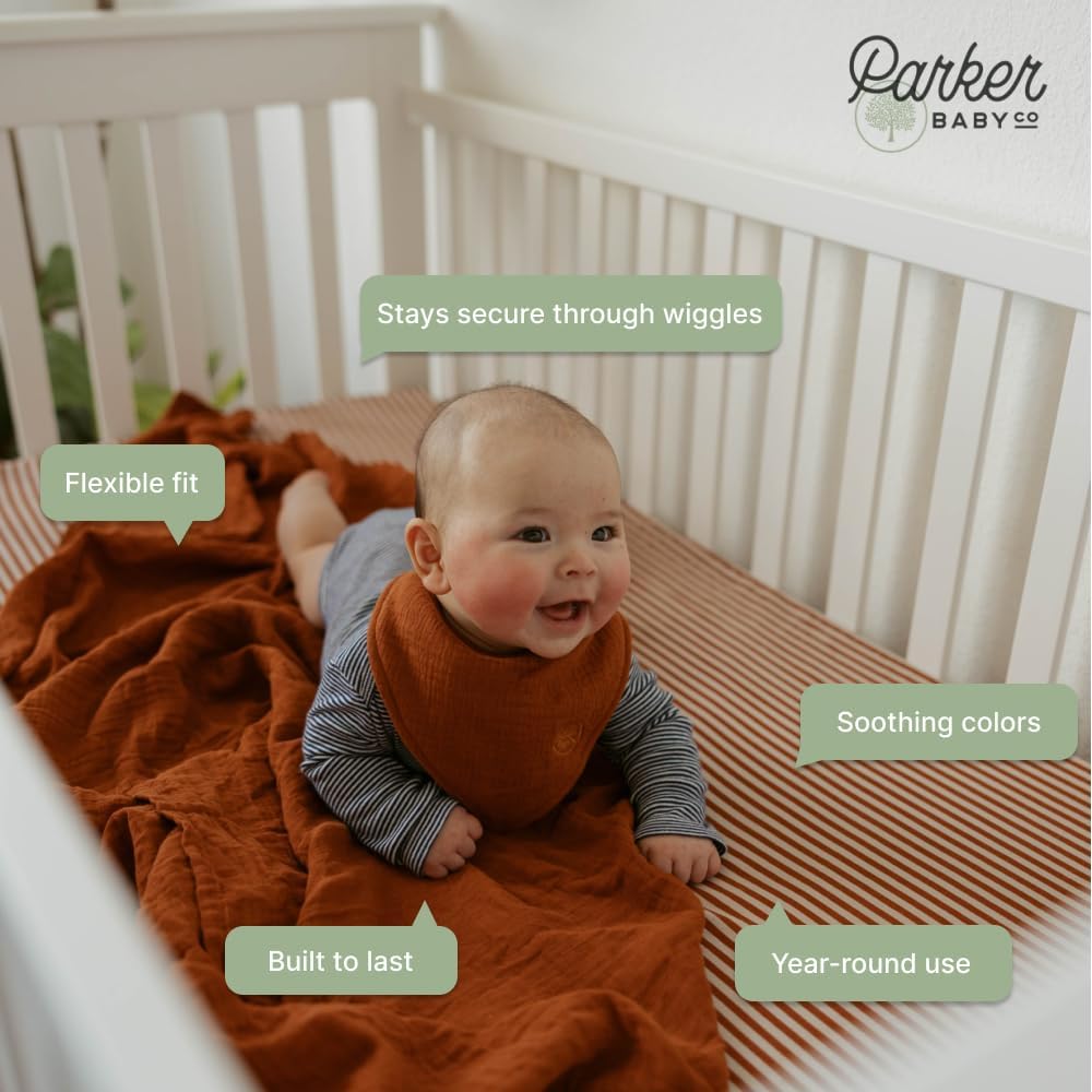 Parker Baby Soft & Durable Fitted Baby Crib Sheets | Snug Fit for Standard Crib Mattresses | Machine Washable, Fade-Resistant & Modern Nursery Designs