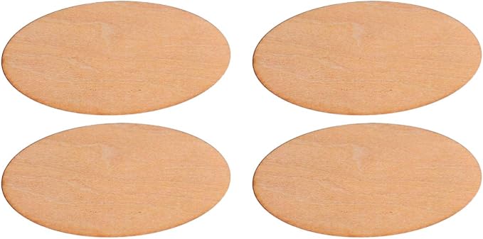EXCEART 20 Pack Unfinished Oval Wooden Slices 3.14 X 1.57 X 0.07 Inch