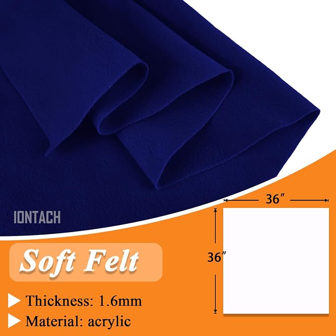 IONTACH 36" X 36" Royal Blue Soft Felt Fabric 1.6mm Thick | Felt Sheets