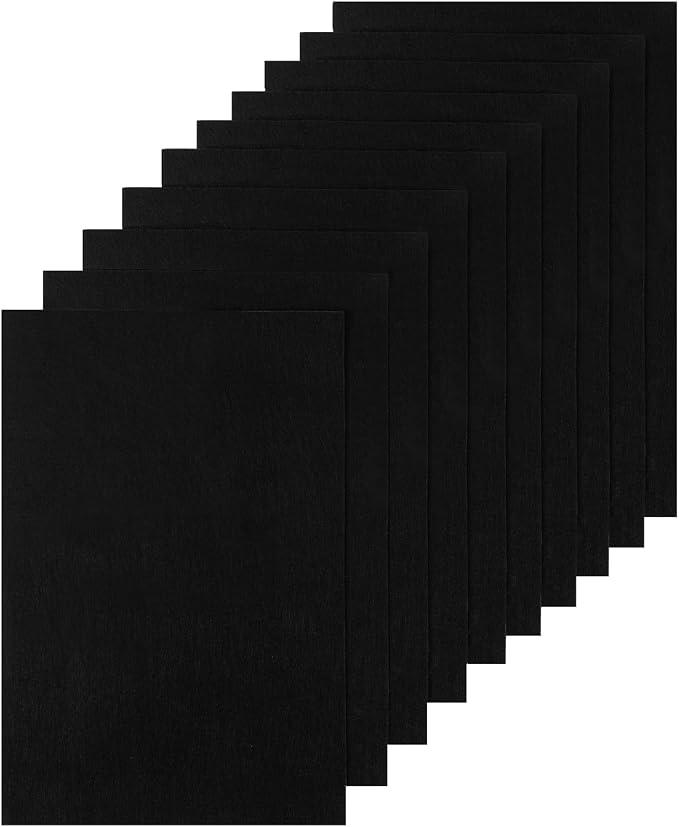 HaoFeiJH 10Pcs Black Felt Sheets, A4 Size Felt Fabric Sheets, Sewing Felt