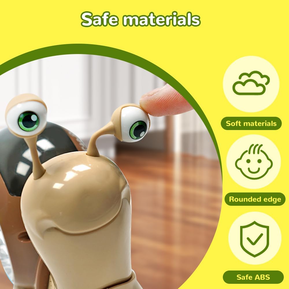 Glowing and Music Playing Crawling Snail, 2026 New Auto Moving Interactive Snail for Pet Play Dancing Musical (Green)