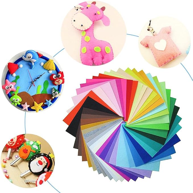 Felt Sheets, DIY Craft Sewing Pre-Cut Quilt Squares, Premium Colorful Hard