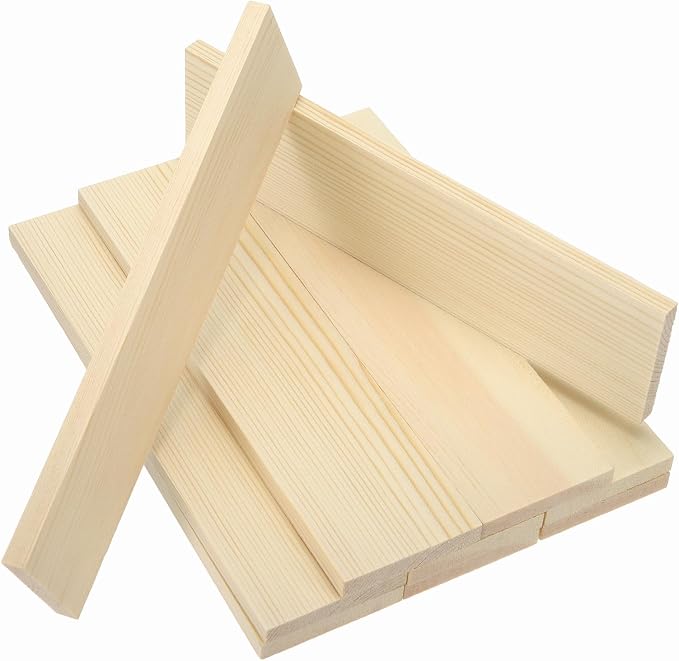 MECCANIXITY 10Pcs Wood Strips Slats, 9/32" x 2" x 8" Thin Wood Sticks Flat