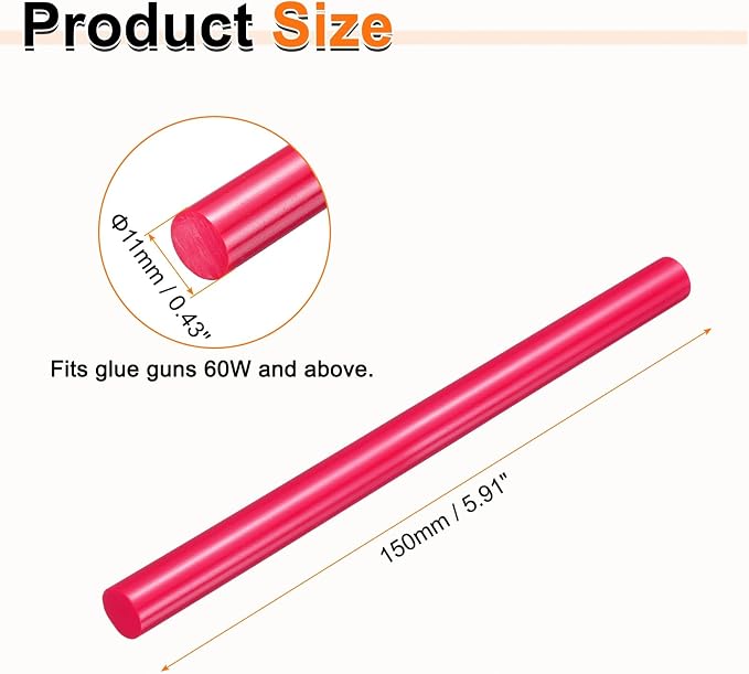 HARFINGTON 10pcs Hot Glue Sticks 0.43" Dia x 5.91" Long EVA Mini Hot Melt