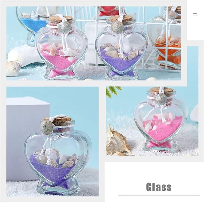 Empty Mini Heart-Shaped Glass Bottles