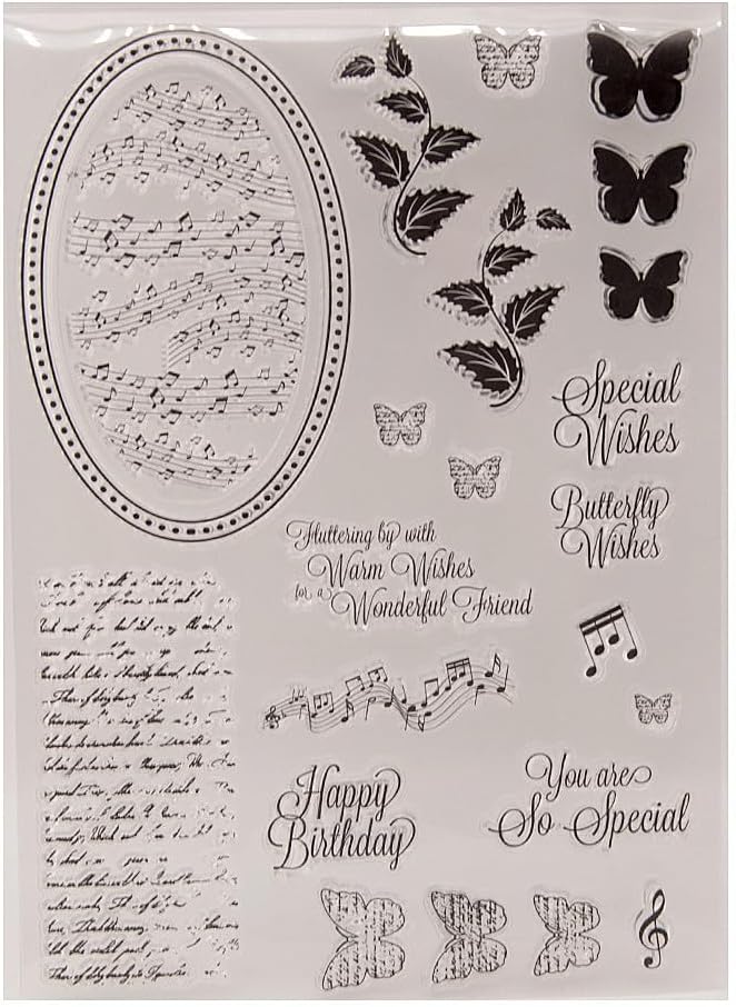 Vintage Words Music Background Clear Stamps Cards