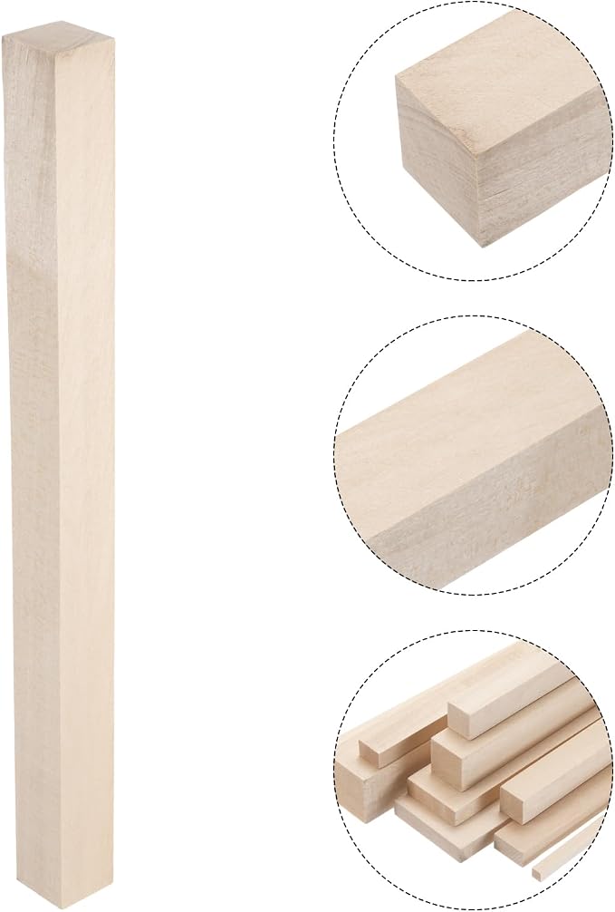 MECCANIXITY 6pcs Wood Sticks, 1.2"x 1.2" x 15" Rectangle Wooden Cube Wood