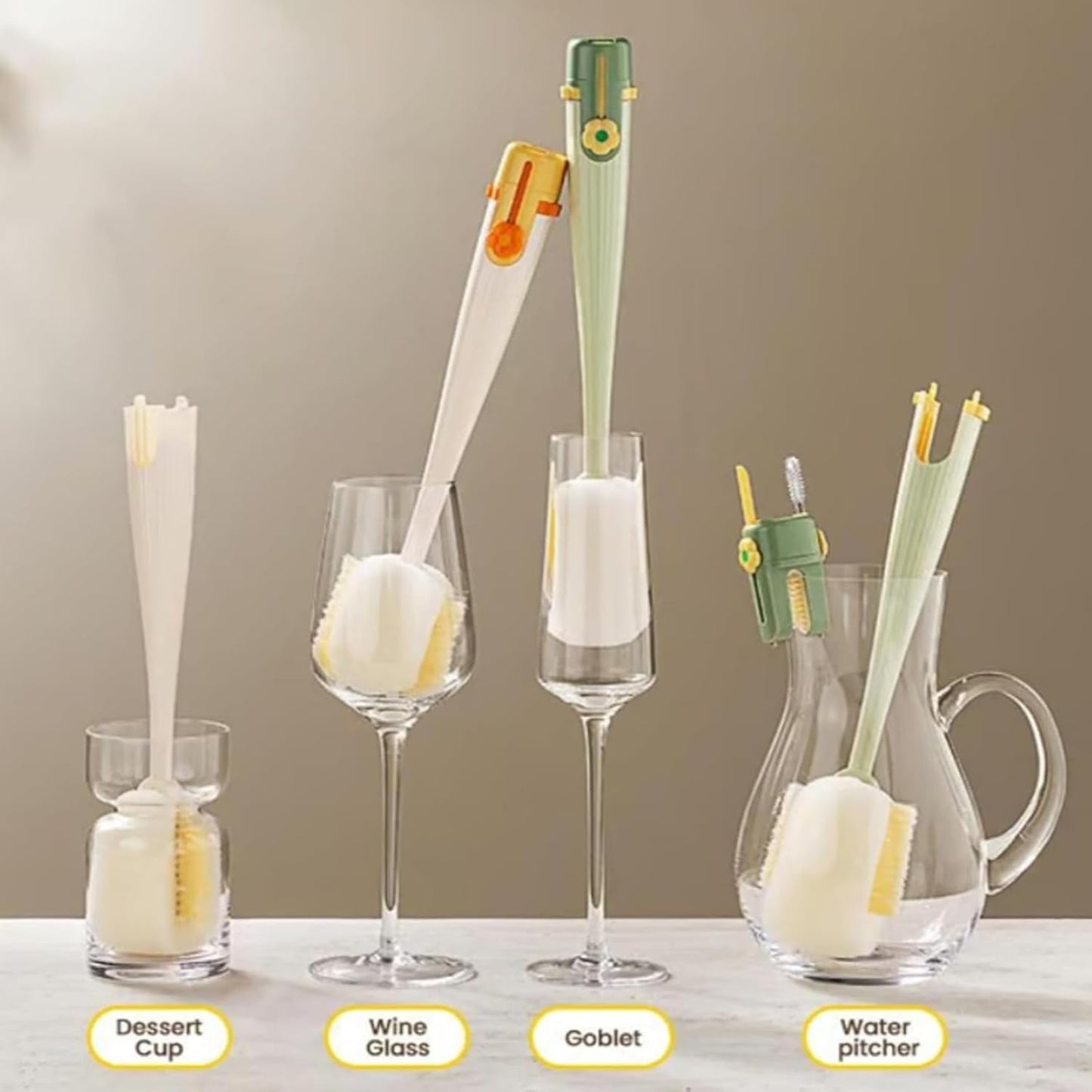5 in 1 Bottle Cleaning Brush Set, 5‑in‑1 Multifunctional Bottle Cleaning Brush Set, Straw, Lid, Gap & Cup Brushes for Travel and Home Use (Green)