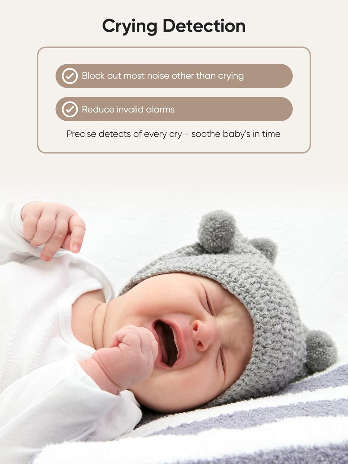 bonoch Add-on Baby Camera Unit for BBM14/BBM16 Only, 1440p HD Video Baby Monitor Camera No WiFi, Split-Screen, Night Vision, 4X Zoom, 2-Way Audio, White Noise, 3Lullabies, Incompatible with Phone