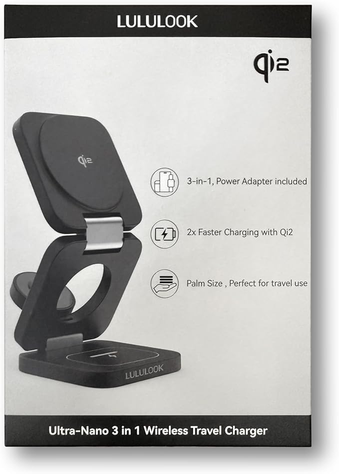 Qi2 Certified 3 in 1 Travel Charger MagSafe Compatible, Upgraded Foldable Wireless Charger Stand, Mag-Safe 3 in 1 Charging Station,15W Fast Charging for iPhone 17/16/15/14/13/12, Apple Watch, AirPods