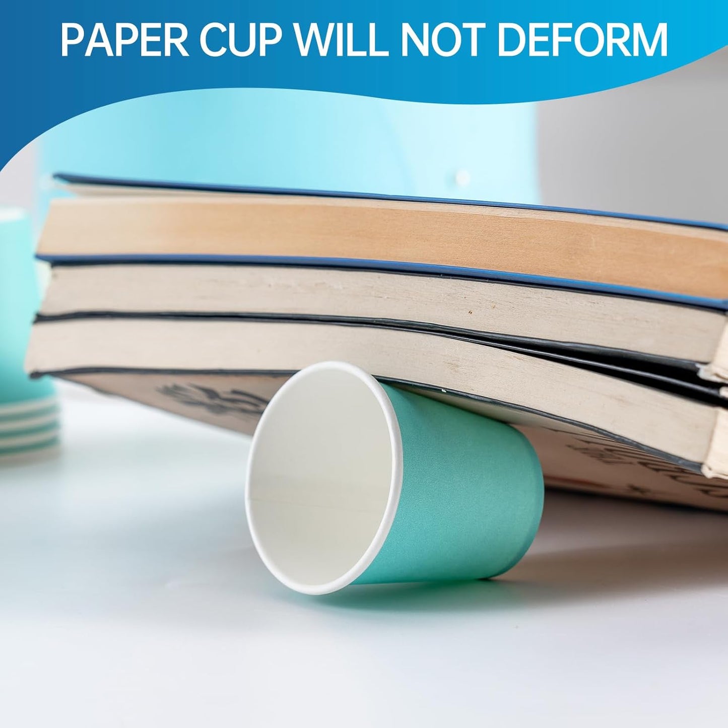 [100 Count - 2 oz] Small Paper Cups, Mouthwash Cup Bathroom Cups Mini Cup Small Disposable Cups (Blue)