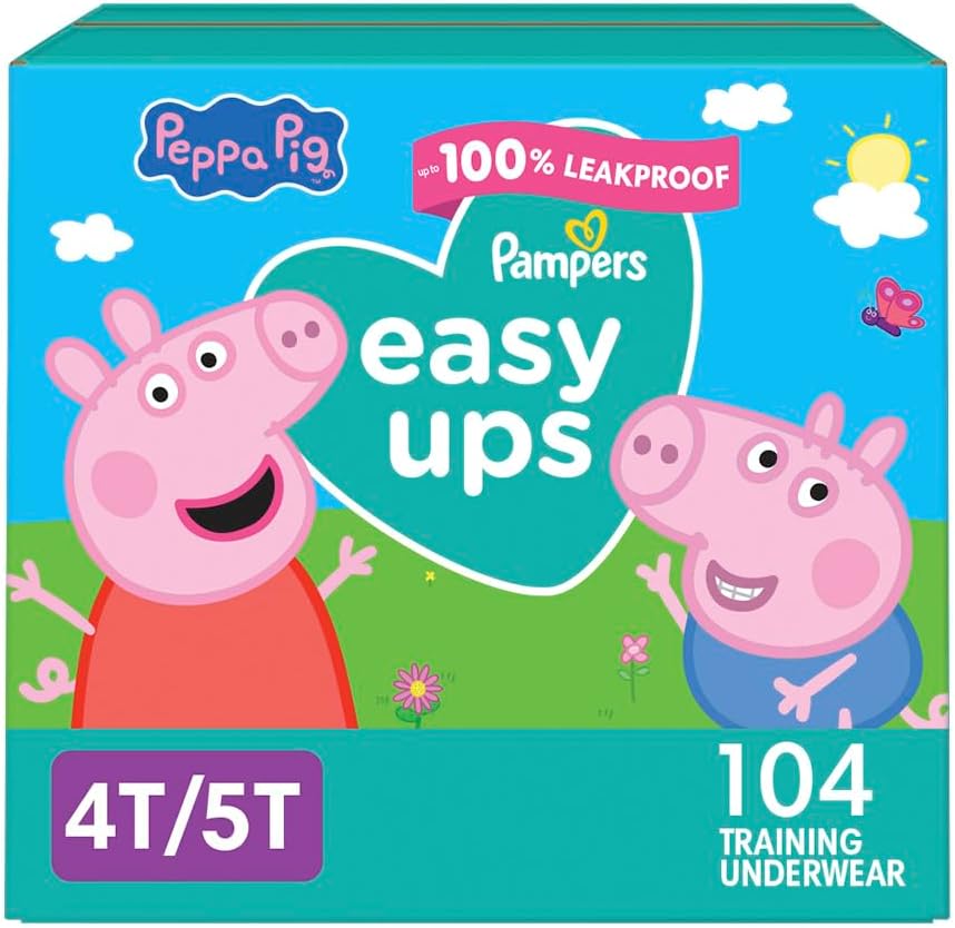 Pampers Training Pants - Easy Ups Girls & Boys - Size 4T-5T, 104 Count, Peppa Pig Potty Underwear (Packaging May Vary)